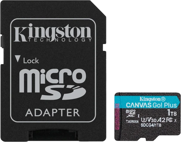 Kingston Technology 1TB microSDXC Canvas Go Plus Gen4 200MB/s A2 U3 V30 Card + Adapter