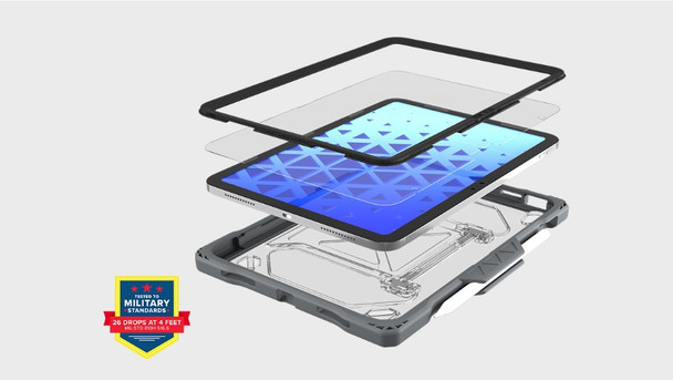 MAXCases Shield Extreme-X2 Rugged iPad 10/11 Case – FlexStand, Screen Protector & Stylus Holder