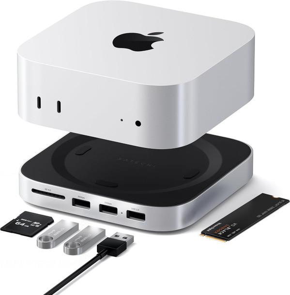 Satechi Mac Mini M4/M5 Pro/M6 Stand & Hub with NVMe SSD Enclosure