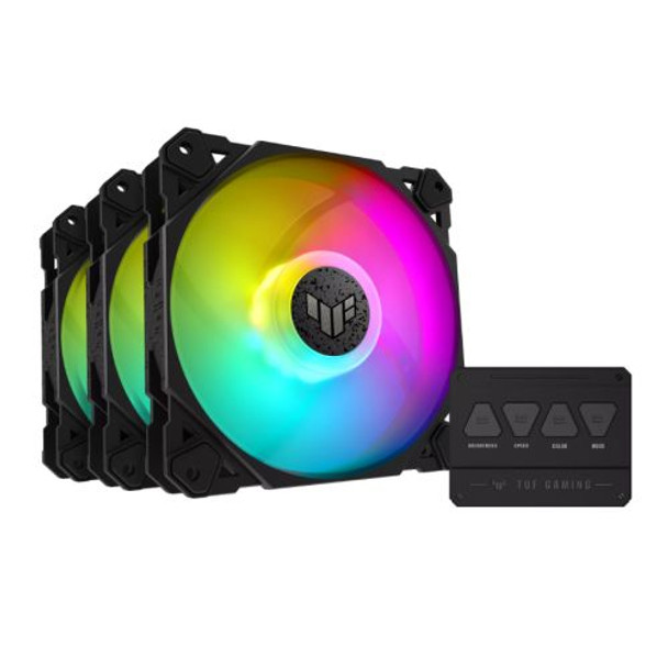 Asus TUF Gaming TF120 ARGB 12cm PWM Case Fans x3, Fluid Dynamic Bearing, Double-layer LED Array, Up to 1900 RPM, ARGB Hub included