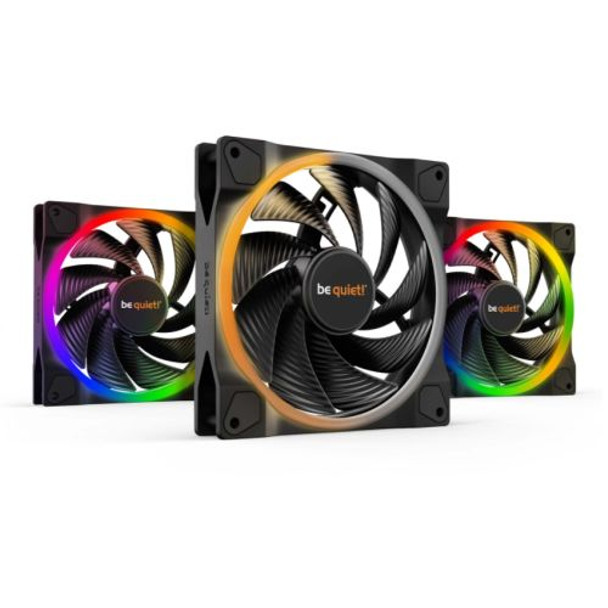 Be Quiet! (BL079) Light Wings 14cm PWM ARGB High Speed Case Fans x3, Rifle Bearing, 20 LEDs, Front & Rear Lighting, Up to 2200 RPM, ARGB Hub included