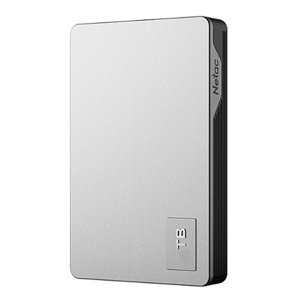 Netac K338 1TB Portable External Hard Drive, 2.5", USB 3.0, Aluminium, Silver/Grey