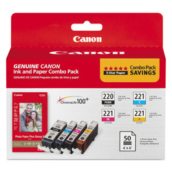 2945B011 | Canon PGI-220/CLI-221 | Original Canon Ink & Paper Combo Pack - Black, Cyan, Magenta, Yellow