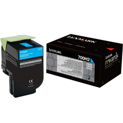 Original Lexmark 700H2 70C0H20 Cyan High-Yield Toner Cartridge