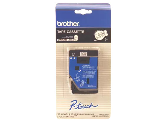 TC-20Z1 | Original Brother Tape Cartridge For P-Touch Labelers, 0.35" X 25.2 Ft - Black on White