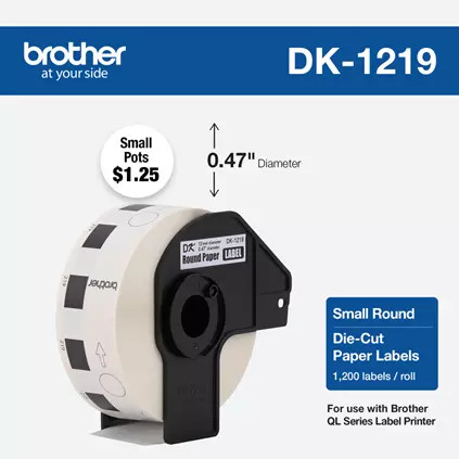 DK-1219 | Original Brother Round Paper Adhesive Labels - White