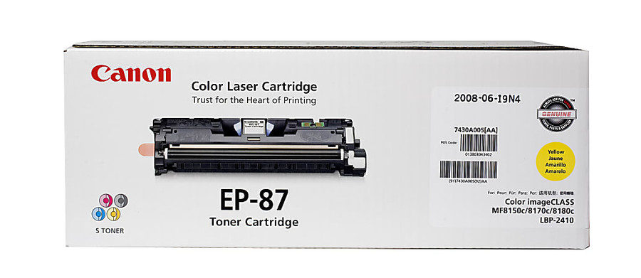 7430A005BA | Canon EP-87 | Original Canon Laser Toner Cartridge - Yellow
