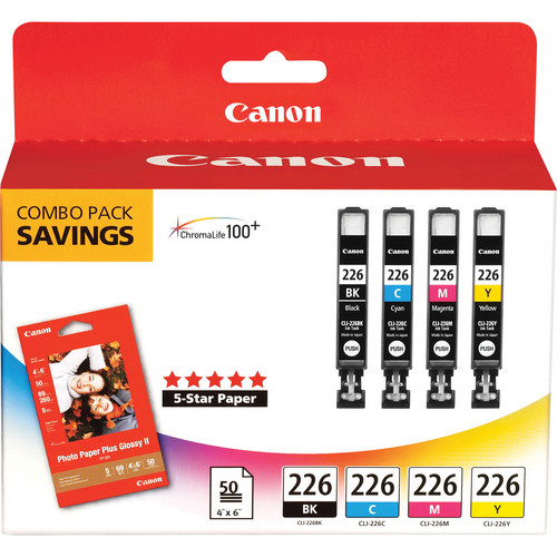 4546B007 | Canon CLI226 | Original Canon Ink & Paper Combo Pack - Black, Cyan, Magenta, Yellow