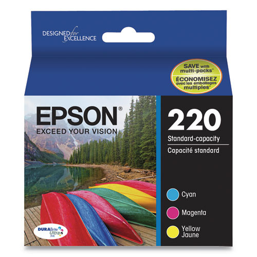 T220520S | Epson® 220 | Original Epson® (T220520-S) DURABrite Ultra® Ink Cartridge - Cyan, Magenta, Yellow
