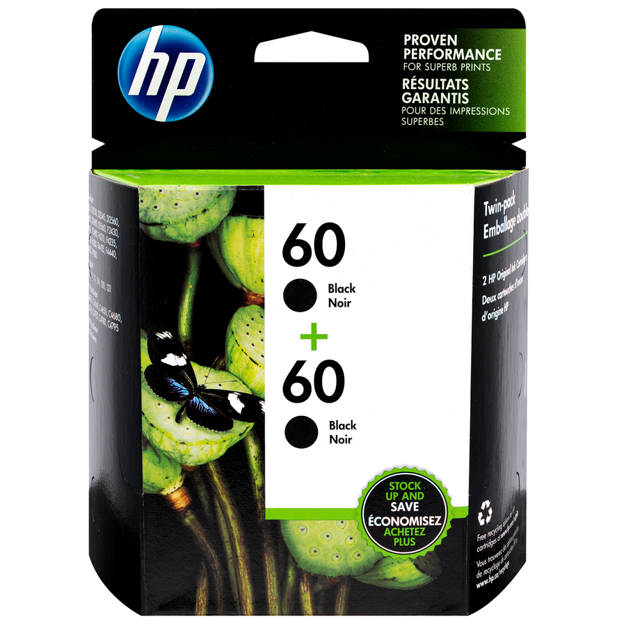 CZ071FN | HP 60 | Original HP Dual Pack Ink Cartridges – Black