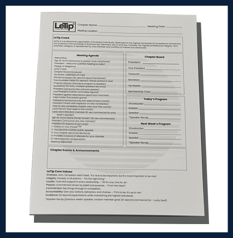 Chapter Meeting Agenda Pad