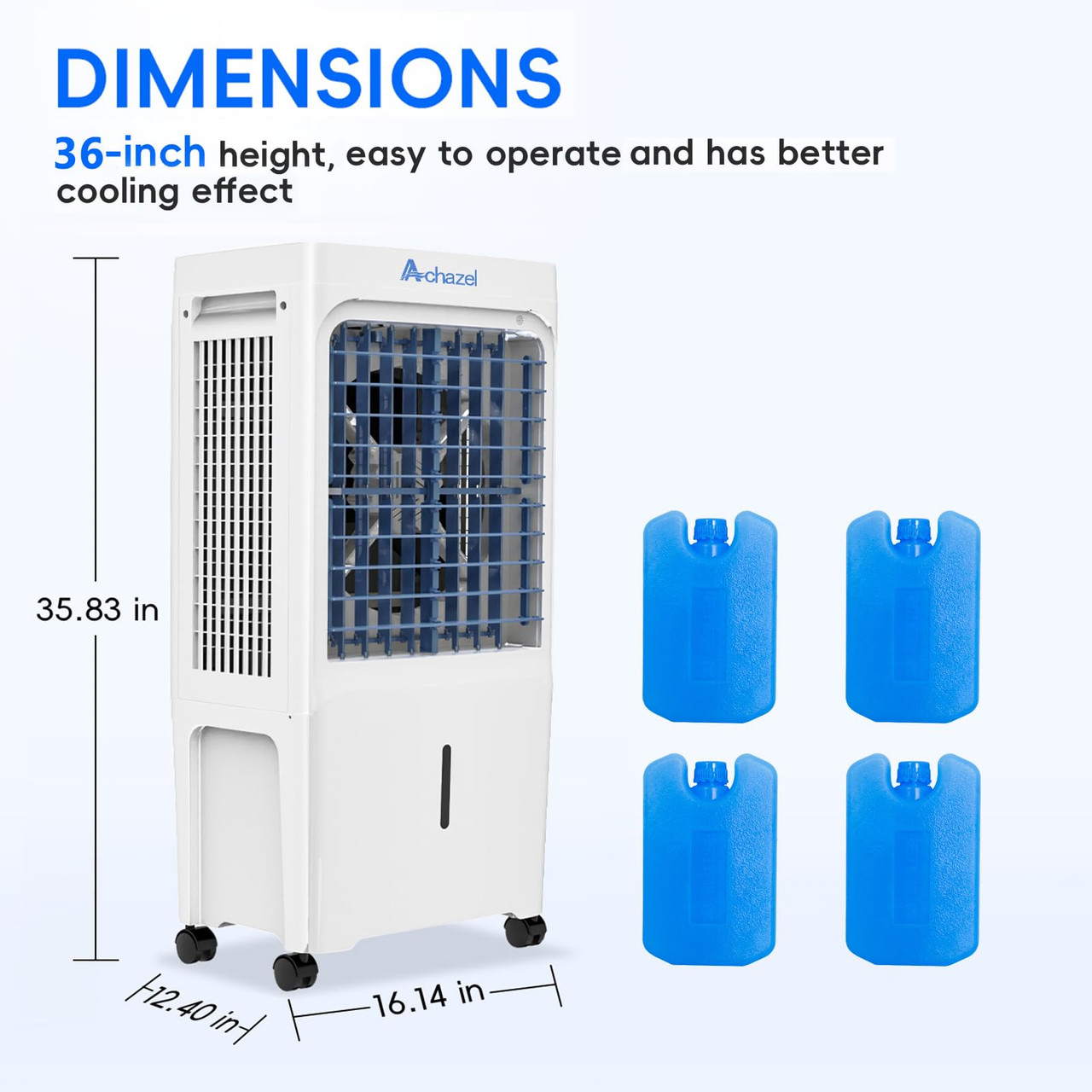 ACHAZEL 1,882 CFM Evaporative Air Cooler with Remote Control,3-Speed Portable Swamp Cooler with 12H Timer, 120° Oscillation, 3-in-1 Water Cooler Fan with 6.61 Gal Water Tank for Indoor Outdoor Use