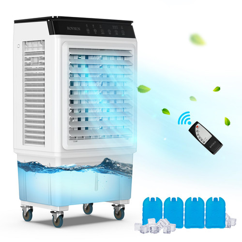 ROVSUN 7.9Gallon Evaporative Air Cooler, 2300CFM Portable Swamp Cooler Fan with Remote Control, Oscillation, 3 Speeds, 12H Timer & 30L Water Tank, 3-IN-1 Cooling Fan for Home Office Garage Outdoor