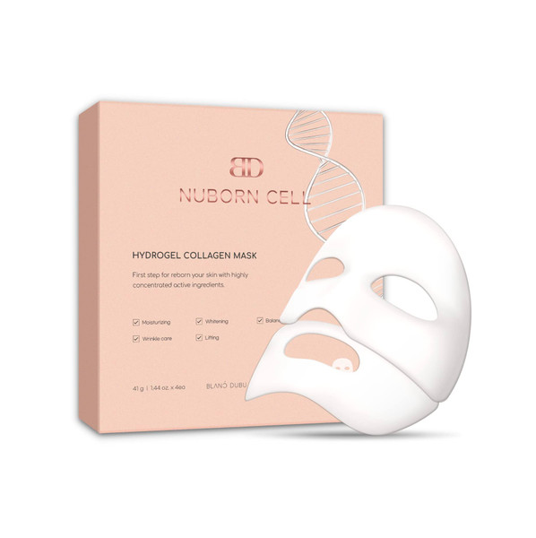 BLANC DUBU NUBORN CELL Hydrogel Collagen Mask | Advanced Stem Cell Hydrogel Sheet Face Mask for Dry Skin | 2% Niacinamide, Hydrolyzed Collagen, Peptides and Hyaluronic Acids | Made in Korea 4-Pack BLANC DUBU NUBORN CELL Hydrogel Collagen Mask | Advanced Stem Cell Hydrogel Sheet Face Mask for Dry Skin | 2% Niacinamide, Hydrolyzed Collagen, Peptides and Hyaluronic Acids | Made in Korea 4-Pack