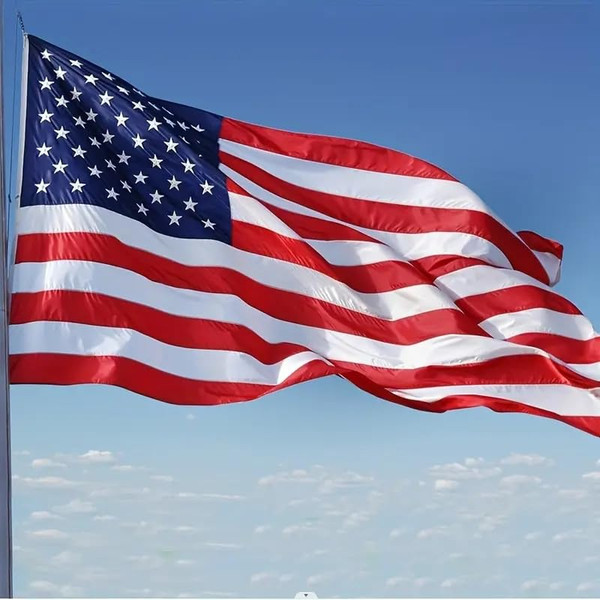USA National Flags 3x5 Ft 210D oxford cloth Vivid Color UV Fade Resistant Embroidered Stars Sewn Stripes Brass Grommets Durable Heavy Duty Durable for Indoor Outdoor Use American US Flag(Embroidered)