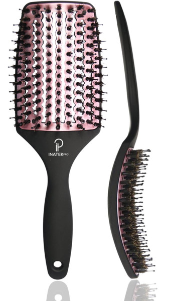 Inatekpro Hair Brush - Curved & Vented Detangler Brush - Boar Bristle Hair Brush - Curly Hair Brush for All Hair Types - Ideal for Wet & Dry Hair, Kids, Women & Men