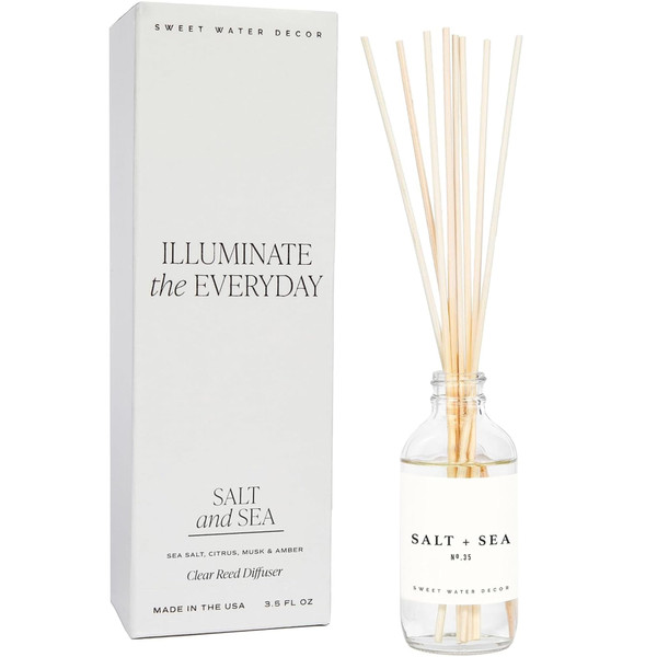 Sweet Water Decor Salt & Sea Reed Diffuser Set - Sea Salt Citrus & Musk Amber Scent Diffuser - Reed Diffusers for Home with Long Lasting Fragrance - Non-Toxic Oil Reed Diffuser - Made in the USA Sweet Water Decor Salt & Sea Reed Diffuser Set - Sea Salt Citrus & Musk Amber Scent Diffuser - Reed Diffusers for Home with Long Lasting Fragrance - Non-Toxic Oil Reed Diffuser - Made in the USA