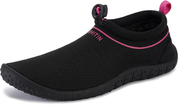 WHITIN Water Shoes for Women Quick Dry Swim Barefoot Aqua Socks Beach Minimalist Size 9 Comfort Surfing Athletic Boating Running River Sneaker Black/Pink 40