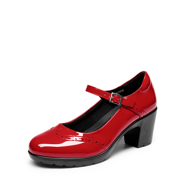 DREAM PAIRS Women's Oxfords Mary Jane Dress Shoes Heels for Women,Size 9.5,RED-PAT,SDOX2301W