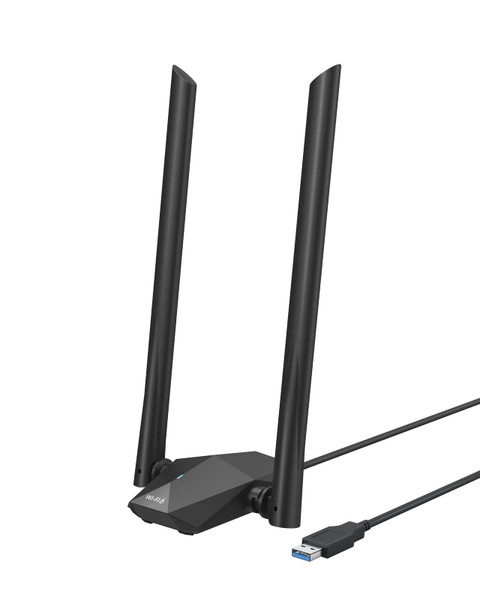 BrosTrend USB WiFi 6 Adapter AX1800 Long Range WiFi USB Adapter for PC Laptop Desktop 5GHz/1201Mbps + 2.4GHz/574Mbps Wireless WiFi Dongle USB3.0 with 2x High Gain Wi-Fi Antennas for Windows 11/10 ONLY