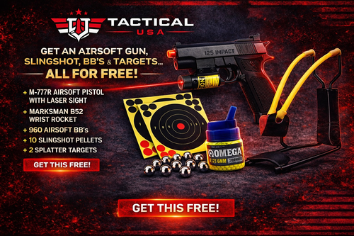 M777 AISROFT PISTOL W/ LASER SIGHT +  B52 WRIST ROCKET + AMMO + 2 TARGETS