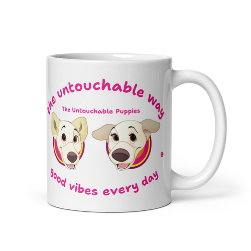 White glossy mug / Floppy Ears and Curly Tail / good vibes every day