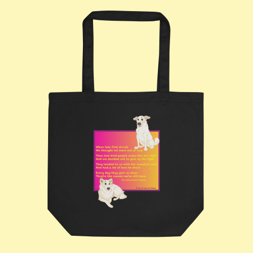 Eco Tote Bag / Floppy Ears and Curly Tail / A lot of love to share poem