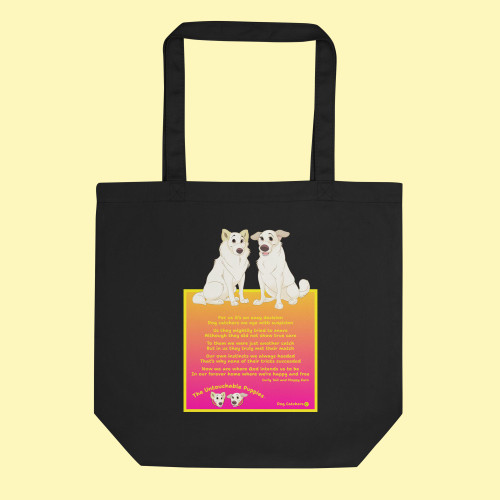 Eco Tote Bag / Floppy Ears and Curly Tail / Dog Catchers poem
