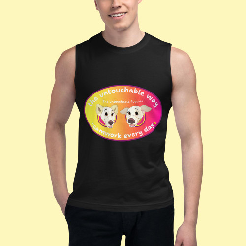 Unisex Muscle Shirt / Floppy Ears and Curly Tail / teamwork every day