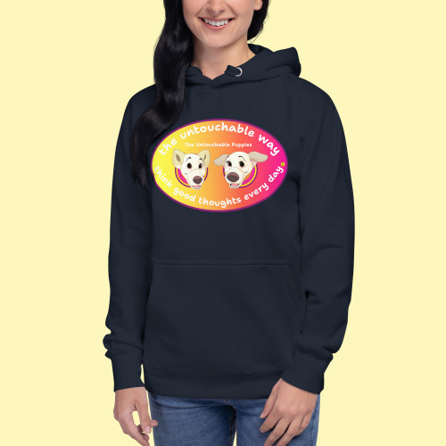 Unisex Hoodie / Floppy Ears and Curly Tail / think good thoughts every day