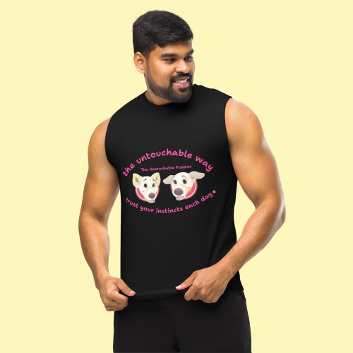 Unisex Muscle Shirt / Floppy Ears and Curly Tail / trust your instincts each day 3 