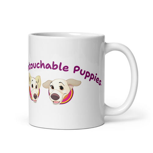 White glossy mug / Floppy Ears and Curly Tail / Logo 2