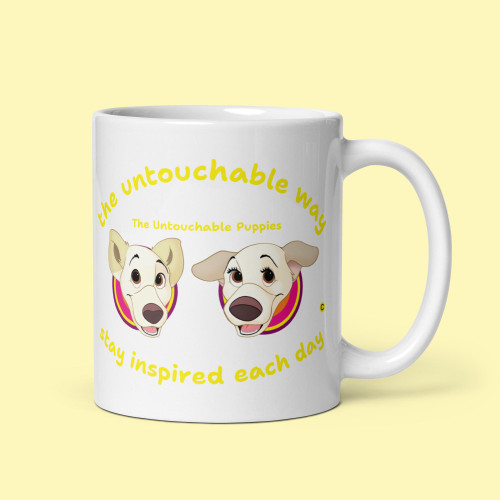 White glossy mug / Floppy Ears and Curly Tail / stay inspired each day 3