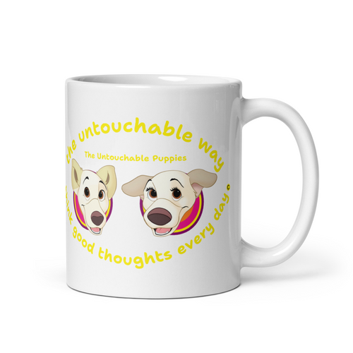 White glossy mug / Floppy Ears and Curly Tail / think good thoughts every day 3