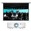 Projector systems - Premium with Les Mills Program Showing
System includes:
5000 lumen laser projector
Drop ceiling projector mount
Specialized light-rejecting electric screen 135” diagonal
HDMI extender over Cat
Audio extractor
Connecting cables