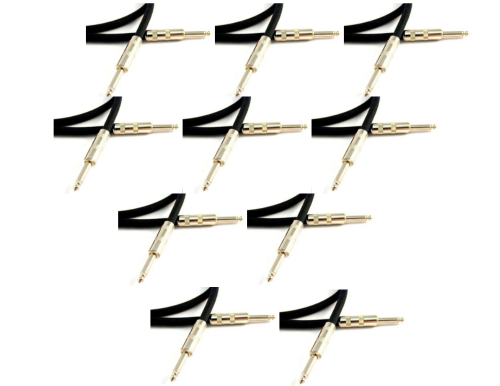 Microphone/Line Unbalanced 1/4" - 1/4" TS Monaural Interconnect Cable - Black or Chrome Plugs  10-PAK