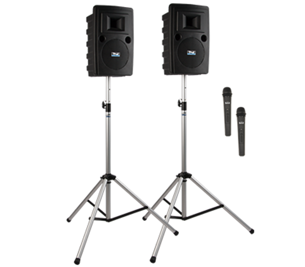 Anchor Audio Liberty COMP 2 BT Sound System - Includes: LIB2-U2, Companion speaker, 2 SS-550, and choice of 2 wireless handheld mics and/or headband and lapel mics with beltpack