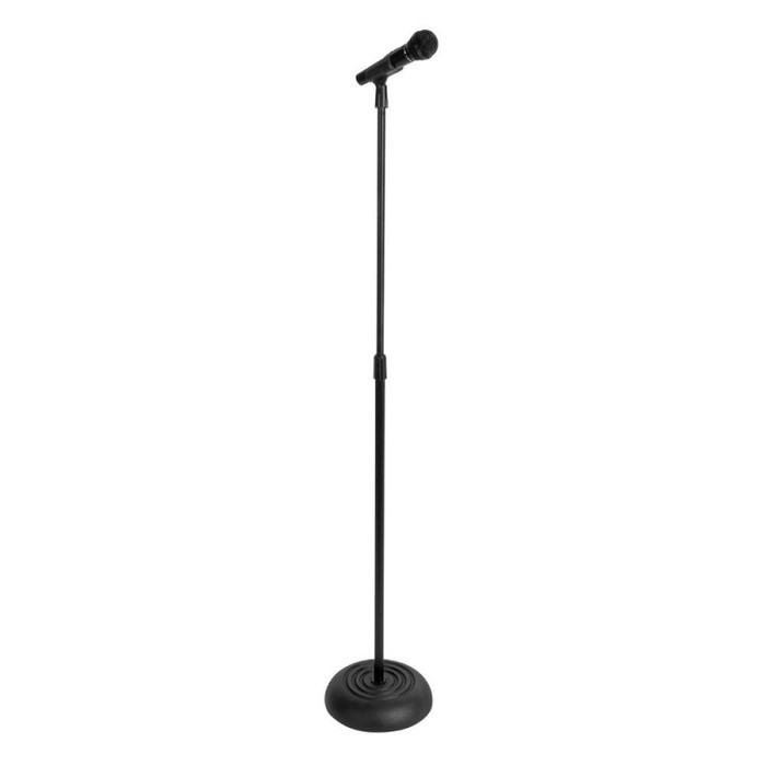 MS7201B Round Base Microphone Stand - Shown with Handheld Wireless Mic