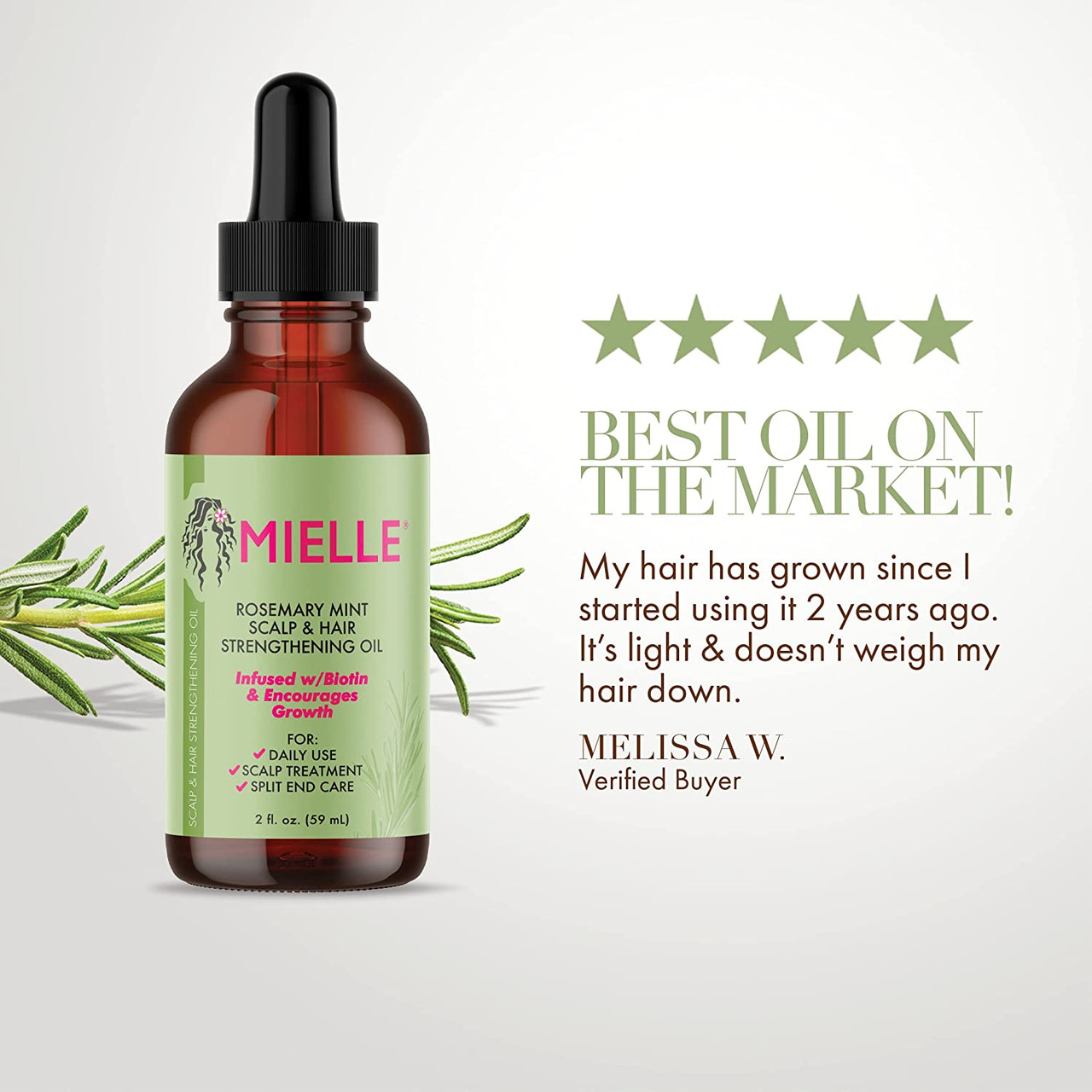 Mielle Organics Rosemary Mint Scalp & Hair Strengthening Oil for All Hair  Types, 2 Ounce