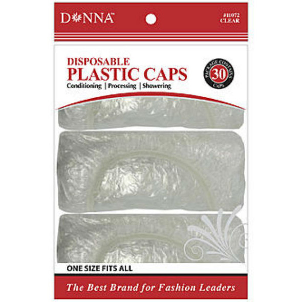 Donna Clear Disposable Plastic Caps 30 Ct.