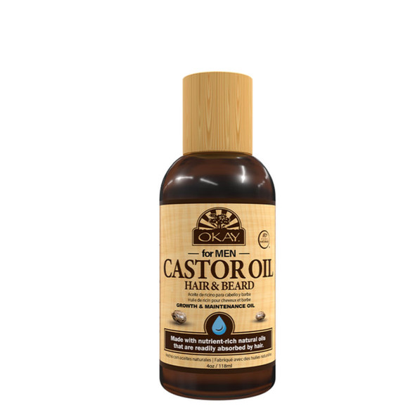 OKAY Pure Naturals for Men Castor Oil Hair & Beard Growth & Maintenance Oil (4 oz.)