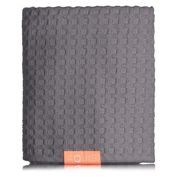 AQUIS Hair Towel Waffle Luxe - Moody Grey