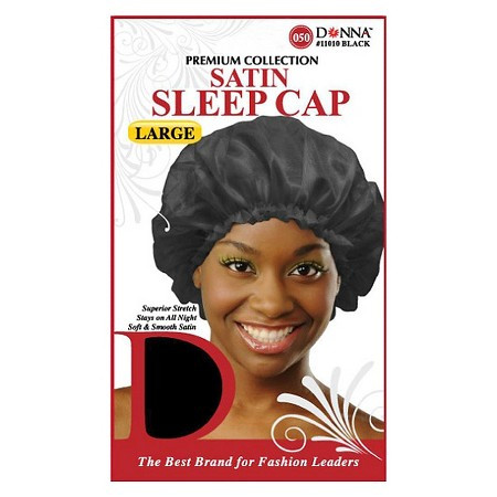 Donna Black Satin Sleep Cap - NaturallyCurly