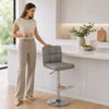 Allegro Real Leather Bar Stool Grey