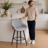 Velluto Velvet Grey Kitchen Bar Stool