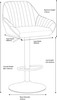 Velluto Bar Stool Pastel Blue Velvet with Black Frame