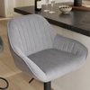 Velluto Bar Stool Grey Velvet with Black Frame