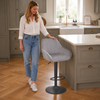 Velluto Bar Stool Grey Velvet with Black Frame