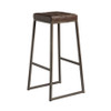 Style High Stool Clear Lacquered Metal Frame Vintage Brown UPH Seat Pad