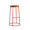 Max 75 High Stool Rustic Aged Wooden Seat Pad Red